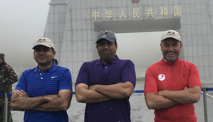 Ali Dan and Rana at the Chinese gate on the China Pakistan border